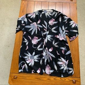 M Brand Black and Purple Feathers Kimono Overshirt